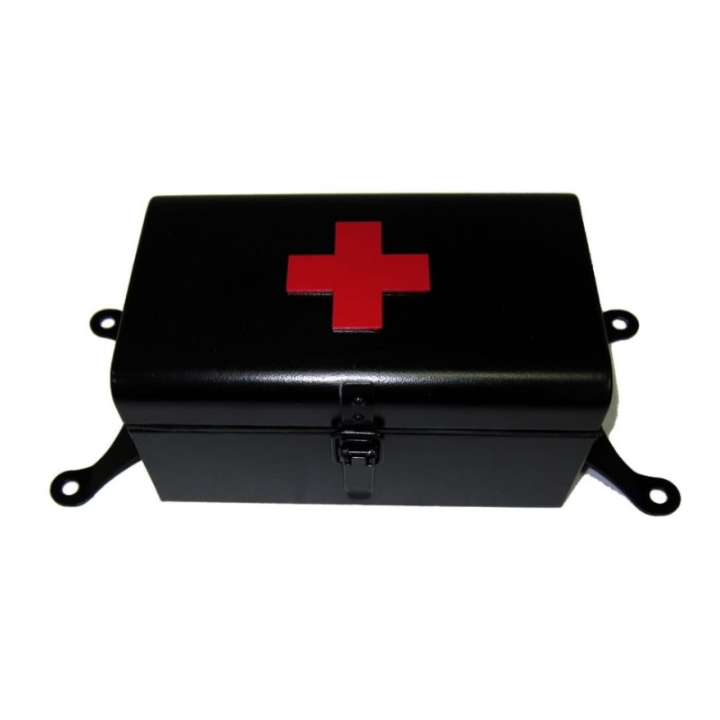 First aid box black matt with red cross